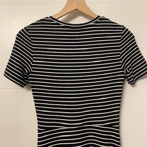 Club Monaco Short Sleeve Striped Asymmetrical Dress Black White Size Small - Picture 8 of 13